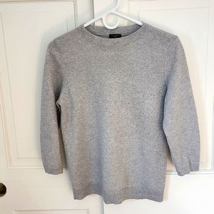 Talbots 3/4 sleeve cashmere sweater. Med petite. Light grey with silver threadin